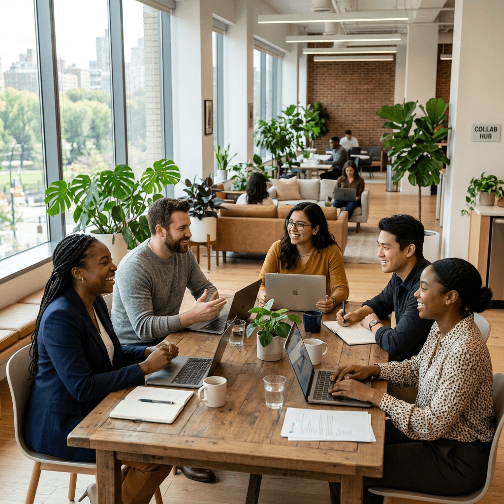 TalkPixie collaborative team in office